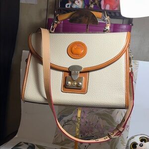 Dooney & Bourke Cream and Brown Satchel